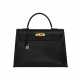 HERMÈS. A BLACK CALF BOX LEATHER SELLIER KELLY 35 WITH GOLD HARDWARE - фото 1