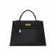 HERMÈS. A BLEU MARINE CALF BOX LEATHER SELLIER KELLY 32 WITH GOLD HARDWARE - фото 1