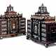 A PAIR OF GERMAN GILT-METAL MOUNTED EBONY AND IVORY MARQUETRY SNAKEWOOD AND WALNUT CABINETS - Foto 1