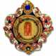 A SICILIAN GILT-COPPER, BLUE GLASS, CORAL AND MOTHER-OF-PEARL-SET RELIQUARY - photo 1