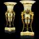 Barbedienne, Ferdinand. A PAIR OF FRENCH ORMOLU AND CHAMPLEVE ENAMEL-MOUNTED ONYX VASES - Foto 1