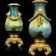 A PAIR FRENCH ORMOLU-MOUNTED FLAMBE-GLAZED PORCELAIN VASES - фото 1