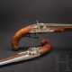 Ein Paar Perkussionspistolen mit feinem Eisenschnitt, süddeutsch, um 1780 - photo 1