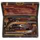 Ein Paar Perkussionspistolen im Kasten, Belgien, um 1860 - photo 1