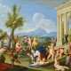 Friedrich Christoph Steinhammer. Wide Landscape with Numerous Playing Children and Festive Company at a Palace - Foto 1