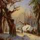 Karl-Friedrich Lessing. Winter Forest with Hunter - Foto 1