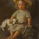 German School. Portrait of a Boy with Summer Hat and Dog - photo 1