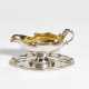 Paris. Silver gravy boat with gilt interior on fixed saucer style Rococo - фото 1