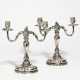Germany. Pair of two-armed silver candlesticks style Rococo - фото 1