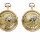ATTRIBUTED TO DUBOIS & FILS, PAIR OF 18K GOLD OPENFACE CHINESE MARKET WATCHES WITH STOPPABLE JUMP CENTRE SECONDS, DIAMOND-SET SECOND-BEATING BALANCES AND POUZAIT LEVER ESCAPEMENTS - Foto 1