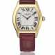 CARTIER. AN ATTRACTIVE 18K GOLD TONNEAU-SHAPED WRISTWATCH - Foto 1