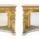 A PAIR OF NORTH ITALIAN EMPIRE GILTWOOD, CREAM AND WHITE-PAINTED AND SIMULATED MARBLE CONSOLE TABLES - photo 1