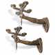 A PAIR OF BRONZE ANTHROPOMORPHIC FIVE-LIGHT WALL-MOUNTED CANDELABRA - фото 1