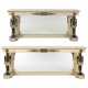 A NEAR PAIR OF FRENCH ORMOLU-MOUNTED FAUX-MARBLE, PARCEL-GILT AND EBONISED CONSOLE TABLES - фото 1