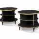 A PAIR OF EBONISED AND PARCEL-GILT CIRCULAR LOW BOOKCASES - photo 1