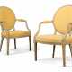 A PAIR OF GEORGE III GREY-PAINTED OPEN ARMCHAIRS - фото 1