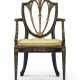 A GEORGE III EBONISED AND POLYCHROME-PAINTED OPEN ARMCHAIR - Foto 1