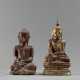 Zwei Skulpturen des Buddha Shakyamuni aus Holz mit Lackfassung - photo 1