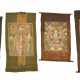 Vier Thangka unter anderem mit Darstellung des Padmasambhava in Textilmontierungen - Foto 1