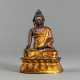 Partiell vergoldete Repoussé-Figur des Buddha Shakyamuni, - Foto 1