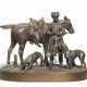 A BRONZE GROUP OF A HUNTER AND HOUNDS - Foto 1