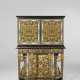 A LOUIS XIV PEWTER AND BRASS-INLAID EBONY, PARCEL-GILT AND BOULLE MARQUETRY CABINET-ON-STAND - фото 1