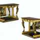 A PAIR OF NORTH EUROPEAN ORMOLU, PATINATED BRONZE, EBONIZED AND GILTWOOD CONSOLE TABLES - фото 1