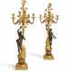 A PAIR OF FRENCH ORMOLU AND PATINATED BRONZE THREE-BRANCH CANDELABRA - photo 1