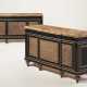 A PAIR OF BLACK LACQUER, PATINATED BRONZE AND ALABASTER SIDE CABINETS - фото 1