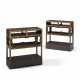 A PAIR OF CHINESE EXPORT GILT AND BROWN LACQUER TWO-TIER SIDE TABLES - фото 1