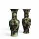 TWO CHINESE FAMILLE NOIRE PORCELAIN PHOENIX TAIL VASES - photo 1