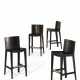 FOUR BLACK-PAINTED AND LEATHER BAR STOOLS - фото 1