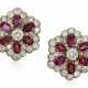 RUBY AND DIAMOND FLOWER EARRINGS - фото 1