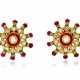 DIAMOND, RUBY AND ENAMEL EARRINGS - фото 1