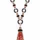 DIAMOND, ONYX AND CORAL NECKLACE - photo 1