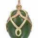 A Fabergé two-colour gold-mounted and nephrite egg pendant, workmaster Fedor Afanasiev, St Petersburg, 1899-1904 - photo 1