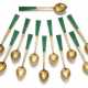 A set of twelve Fabergé silver-gilt and guilloché enamel spoons, St Petersburg, 1904-1908 - photo 1