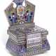 A rare silver and champlevé enamel salt throne, marked Khlebnikov with the Imperial Warrant, Moscow, 1879 - фото 1