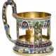 A silver-gilt and cloisonné enamel tea glass holder, 6th Moscow Artel, Moscow, 1908-1917 - фото 1