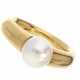 Ring: hochwertiger, ganz massiver Goldschmiedering mit Zuchtperle, moderne Goldschmiedearbeit - Foto 1