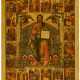 A large Russian icon of Christ Pantocrator enthroned, with twenty church festivals on the borders, Provincial Yaroslavl, circa 1700 - фото 1