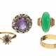 Ring: kleines Konvolut aus 3 vintage Goldschmiederingen und einem Modeschmuck-Ring - Foto 1