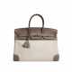 HERMÈS. AN ÉTOUPE SWIFT LEATHER & TOILE BIRKIN 35 WITH PALLADIUM HARDWARE - photo 1