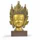 TETE DE BODHISATTVA EN BRONZE DORE REPOUSSE - фото 1