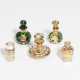 Vorwiegend USA. Group of 5 Small Perfume Bottles with Silver Plating - photo 1