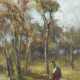 Lorenzo Gignous. Figura nel paesaggio tre dipinti ad olio su cartoncino (cm 9x7 e cm 21x15) - Foto 1