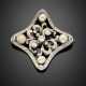 Natural saltwater pearl and diamond white gold brooch - photo 1