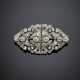 Old mine diamond platinum and gold double clip brooch - photo 1