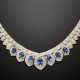 White gold diamond pavé modular necklace with seven graduated sapphires - фото 1