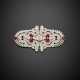 Round, baguette and fancy cut diamond platinum and gold double clip brooch - Foto 1